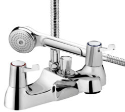 Bristan Value Chrome Bath Mixer Tap with Shower Handset and Hose - Lever Handles - Deck Mounted VAL2 BSM CCD